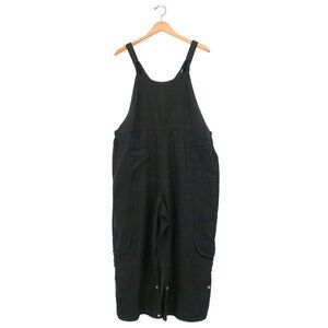 New Cynthia Ashby Linen Black Wide Leg Overalls Small